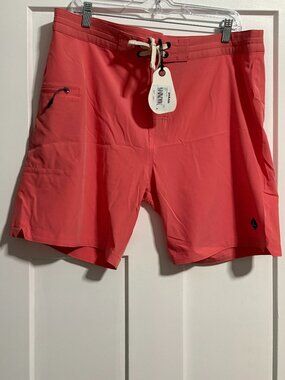 PrAna Fenton Boardshorts Guava Coral Men's sz 34 NEW NEW Beach Shorts